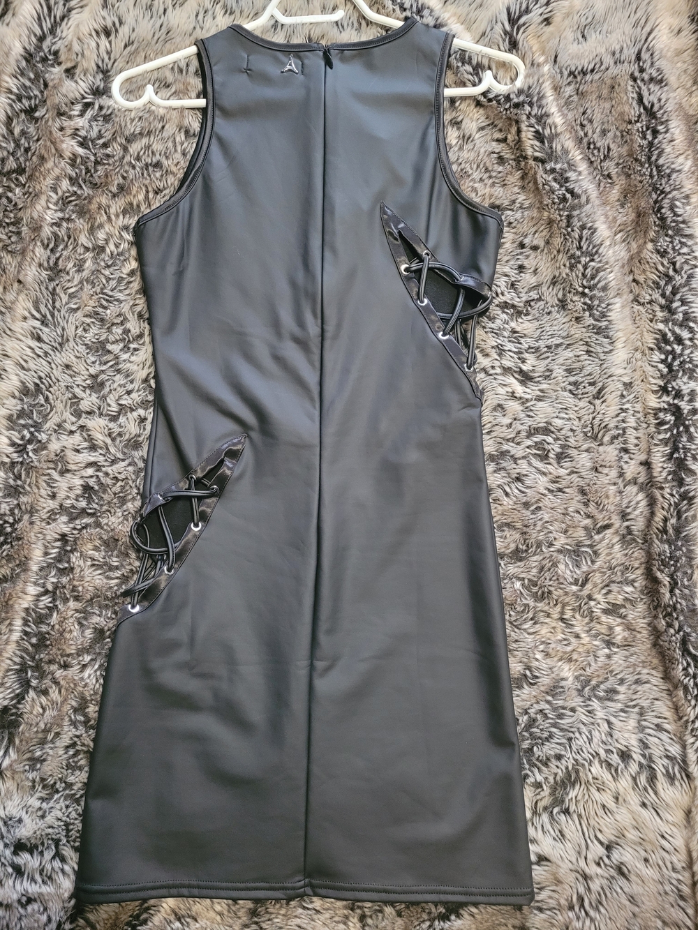Maniere De Voir Black Lace-Up Cutout Mini Dress - Picture 3 of 5